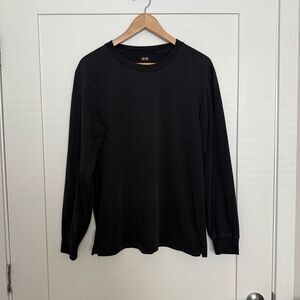 Uniqlo AIRism Thermal Shirt Mens Size M Black Long Sleeve UV Protection Outdoor